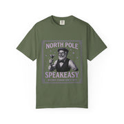 North Pole Speakeasy T-Shirt, Holiday T-Shirt, Unisex Christmas Tee, Vintage Style Tee, Fun Santa Shirt, Festive Gift Idea