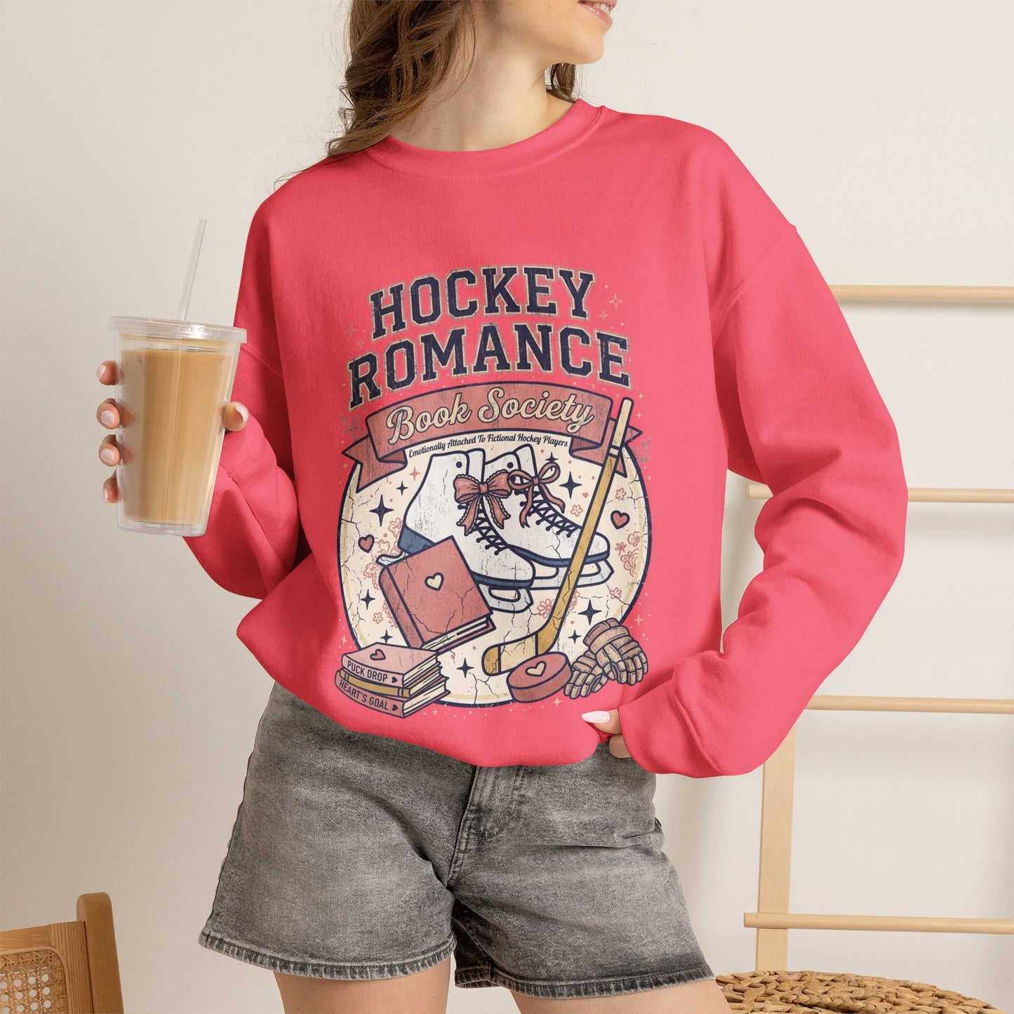 Hockey Romance Sweatshirt, Booktok Hockey Romance Crewneck, Romance Reader Sweatshirt, Cozy Hockey Book Girly Gift