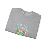 Meowy Christmas Sweatshirt, Cozy Cat Crewneck, Cat Lover Gift, Holiday Apparel, Winter Fashion