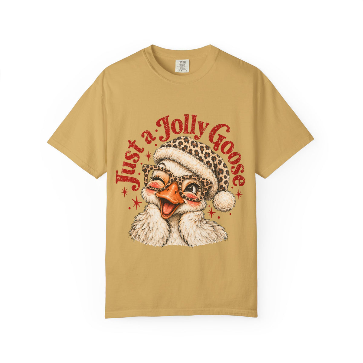 Jolly Goose Christmas Shirt, Funny Christmas Goose Tee, Leopard Santa Goose Shirt, Goose Lover Gift, Retro Holiday T-Shirt
