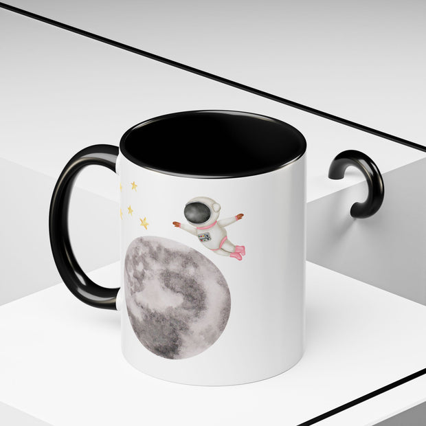 Astronaut Flying To The Moon Accent Coffee Mug