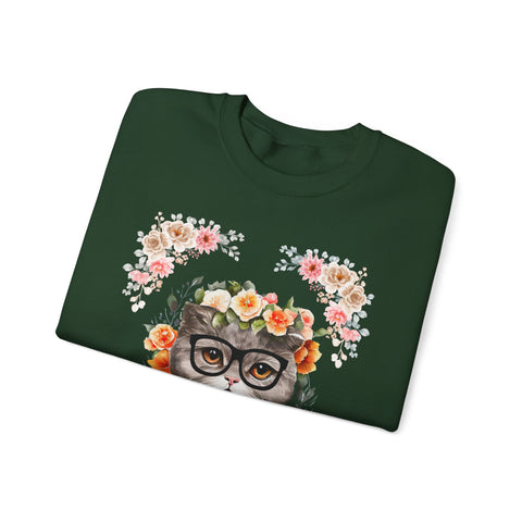 Geek Goddess Gray Cat Unisex Crewneck Sweatshirt