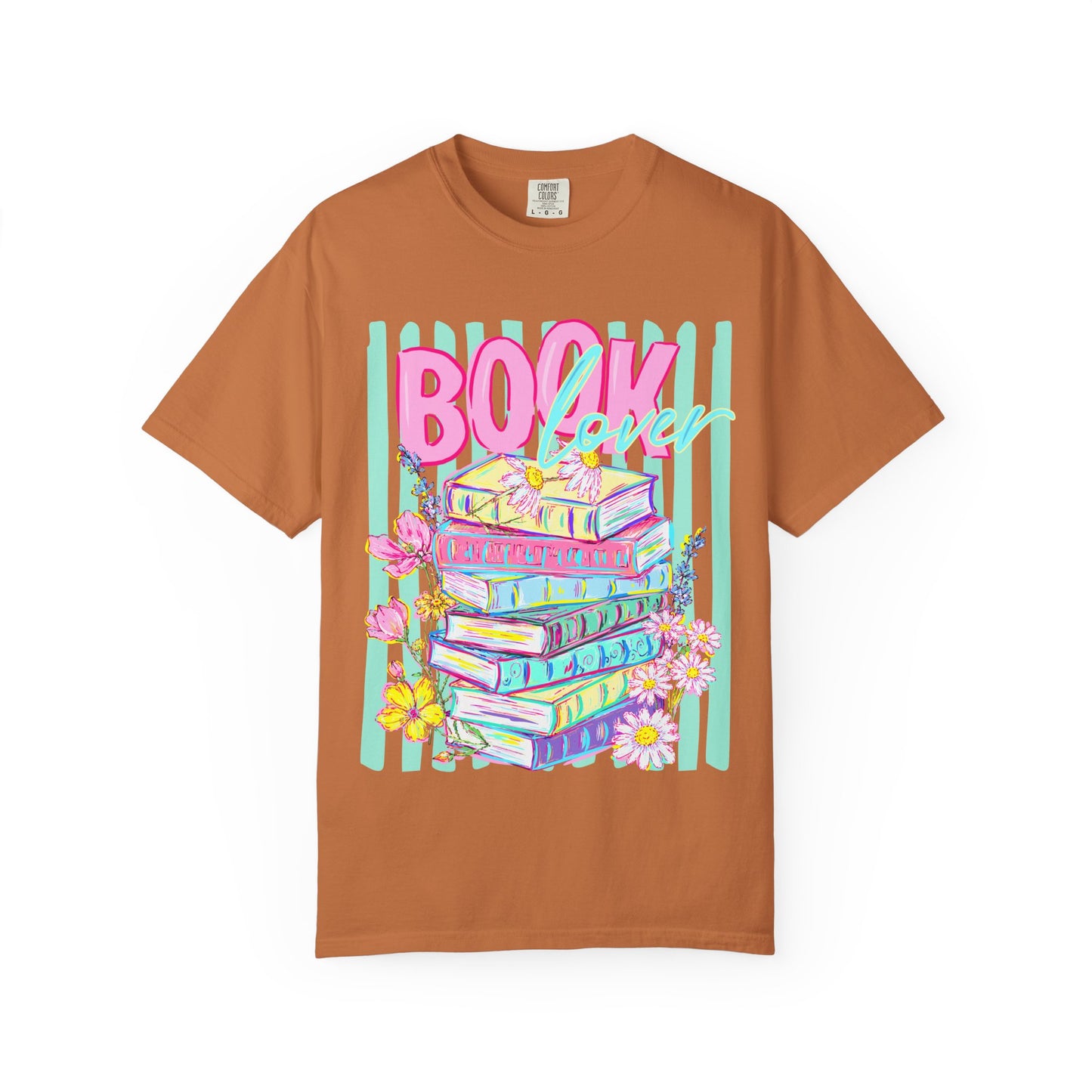 Book Lover Stack T-Shirt, Pastel Book Stack Floral Tee, Cozy Reader Shirt, Booktok Graphic T-Shirt, Cute Bookish Gift for Women