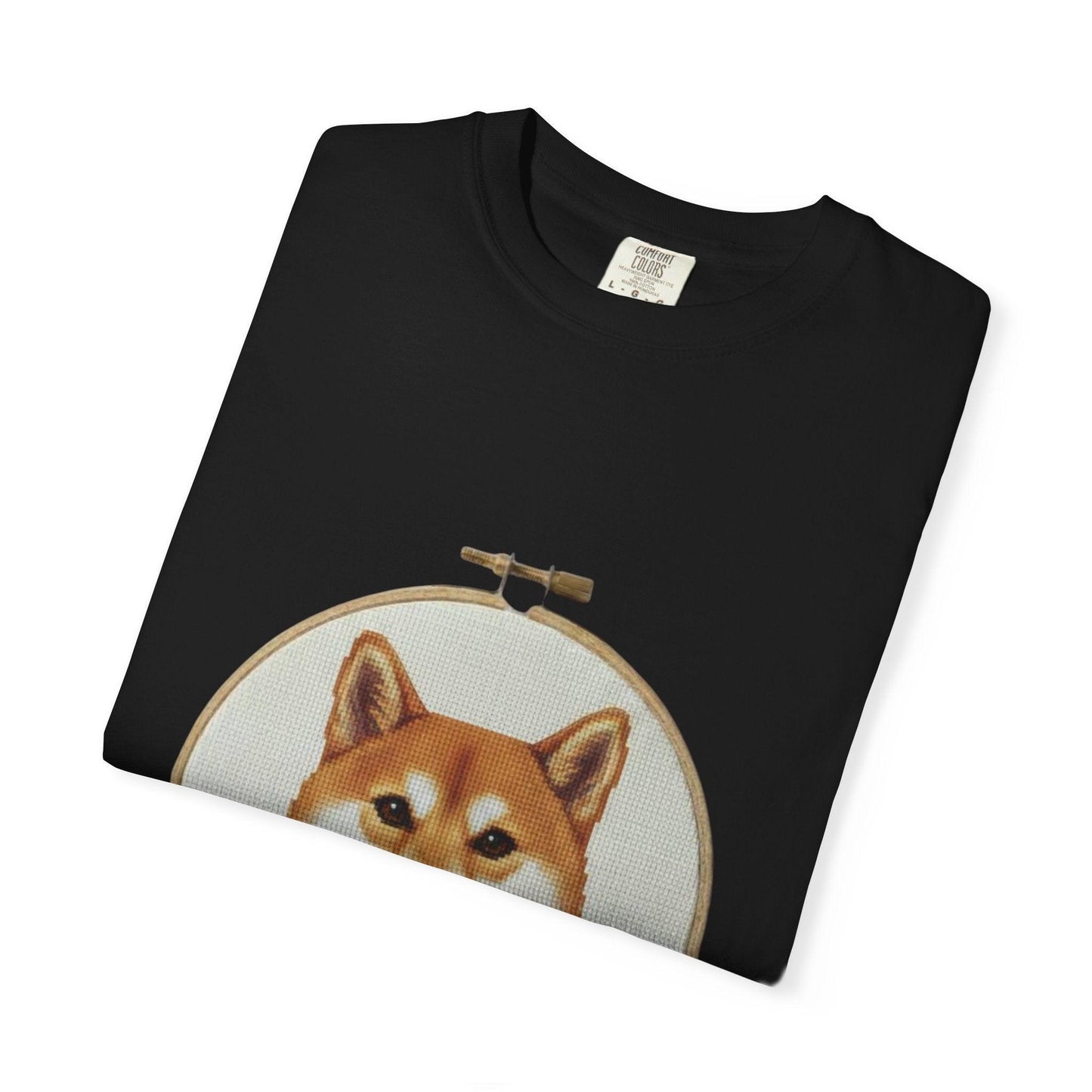 Shiba Inu Embroidery Hoop T-shirt | Dog Portrait Floral