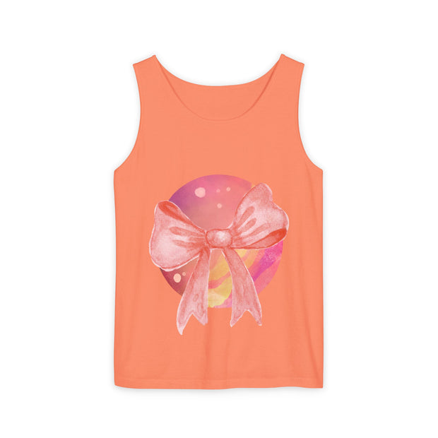 Pink/Yellow Planet Wrapped In Bow Unisex Tank Top