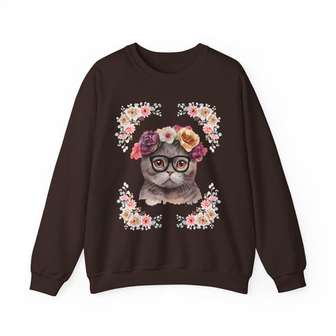 Geeky Goddess Dark Gray Cat Unisex Crewneck Sweatshirt