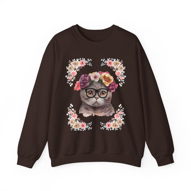 Geeky Goddess Dark Gray Cat Unisex Crewneck Sweatshirt