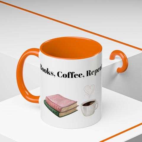 'Books, Coffee, Repeat' Accent Coffee Mug
