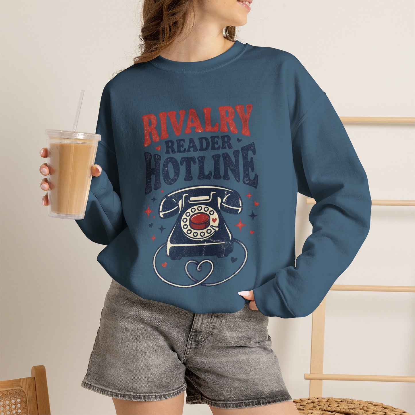 Rivalry Reader Hotline Sweatshirt, Hockey Romance Booktok Crewneck, Sports Romance Reader Pullover