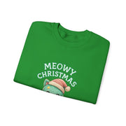 Meowy Christmas Sweatshirt, Cozy Cat Crewneck, Cat Lover Gift, Holiday Apparel, Winter Fashion