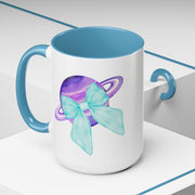 Purple Saturn Wrapped In A Bow Accent Coffee Mug
