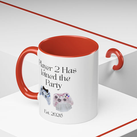 'Player 2 Has Joined The Party' 'Est. 2026' Accent Coffee Mug