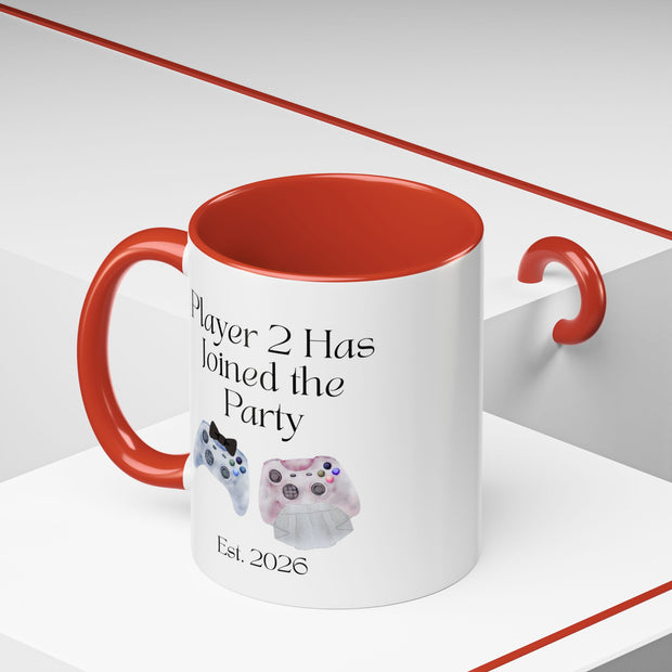 'Player 2 Has Joined The Party' 'Est. 2026' Accent Coffee Mug
