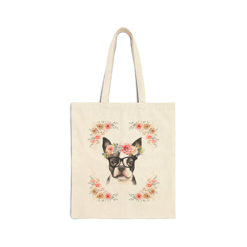 Geeky Goddess French Bulldog Cotton Canvas Tote Bag