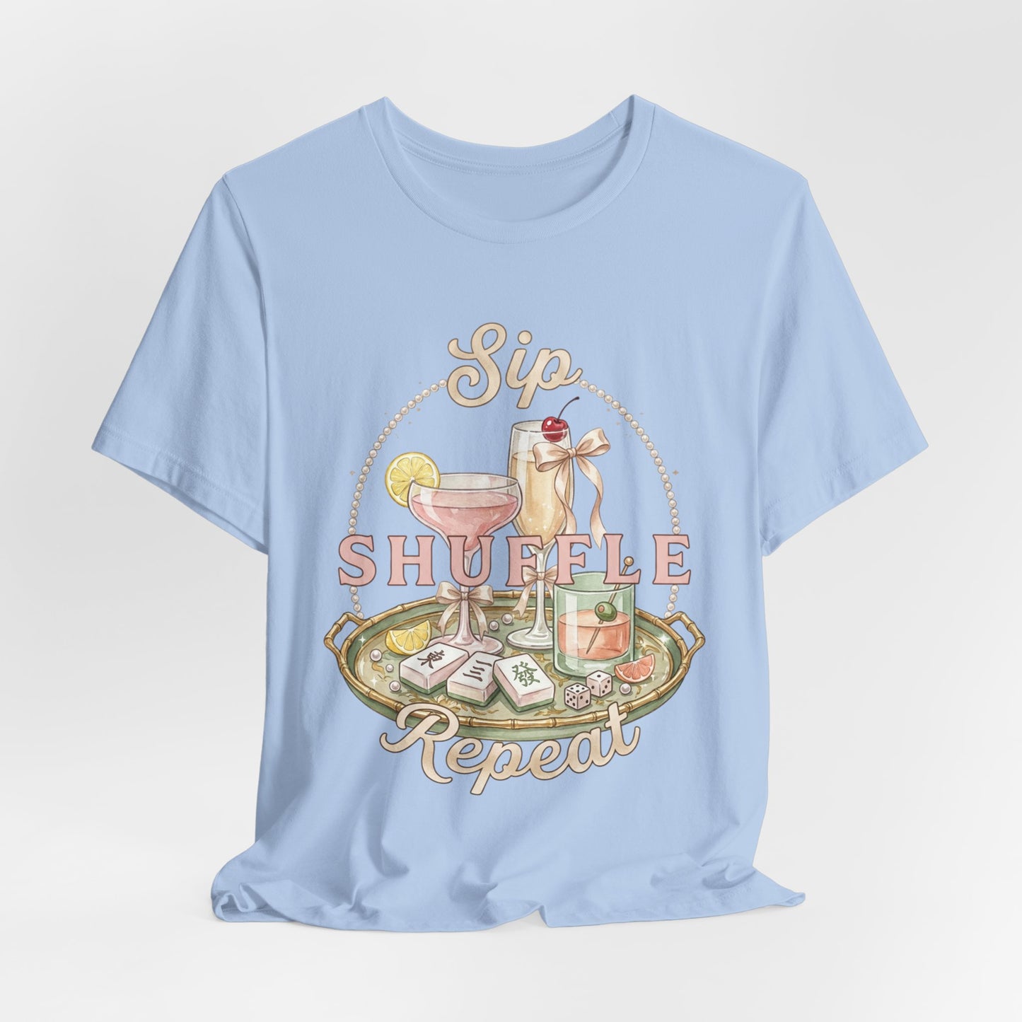 Sip Shuffle Repeat Shirt, Mahjong Social Club Tee, Pastel Girls Night Graphic Shirt, Mahjong Lover Gift