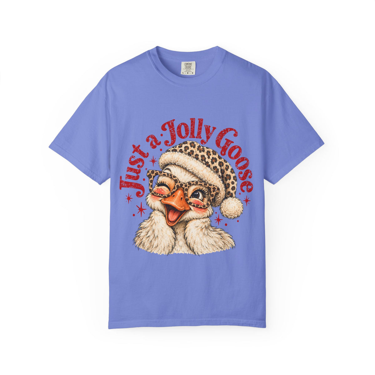 Jolly Goose Christmas Shirt, Funny Christmas Goose Tee, Leopard Santa Goose Shirt, Goose Lover Gift, Retro Holiday T-Shirt