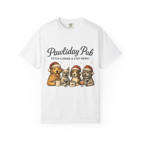 Pawdility Pub Holiday T-Shirt, Dog Lover Gift, Festive Pet Apparel, Cute Animal Tee, Merry Christmas Shirt, Pet-Themed Tee