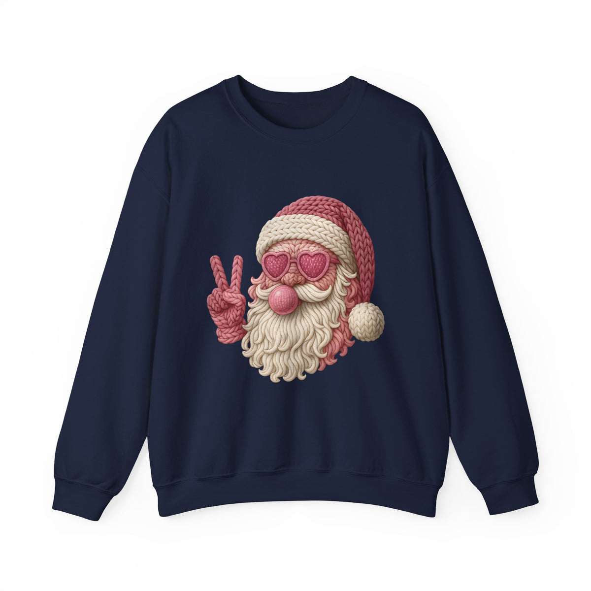 Pink Sunglasses Peace Sign Santa Sweatshirt | Retro Holiday Cozy