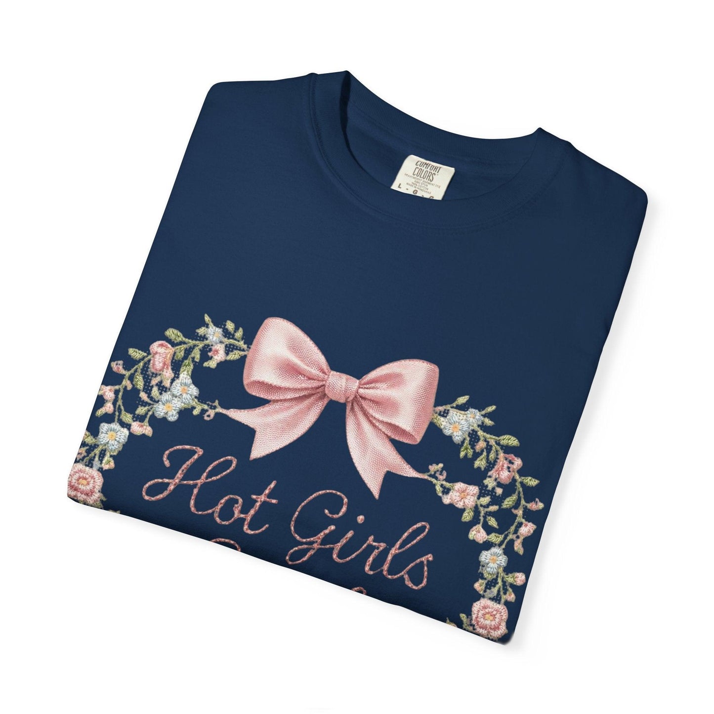 Floral Heart Wreath with Bow T-Shirt | Hot Girls Stitch