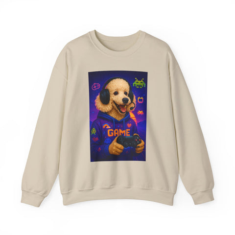 Gamer Dog Sweatshirt, Unisex Crewneck, Cute Gaming Apparel, Gift for Pet Lovers, Funny Sweatshirt, Cozy Gaming Clothing