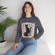 Cat and Book Lover's Crewneck Sweatshirt