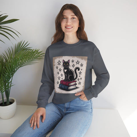 Cat and Book Lover's Crewneck Sweatshirt