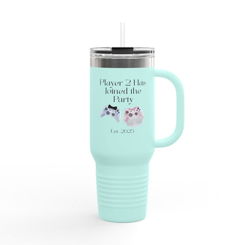 'Player 2 Has Joined The Party' 'Est. 2025' Insulated Travel Mug, 40oz