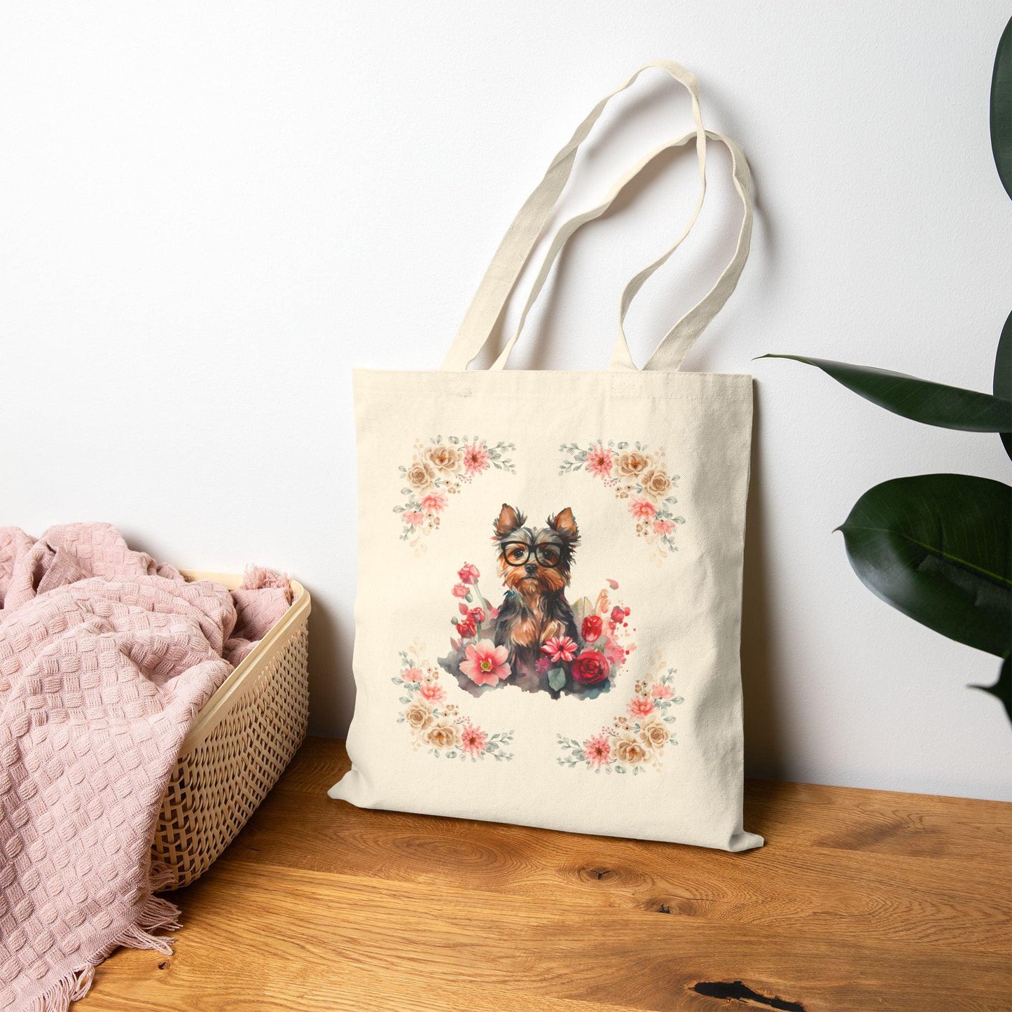 Geeky Goddess Yorkie Cotton Canvas Tote Bag
