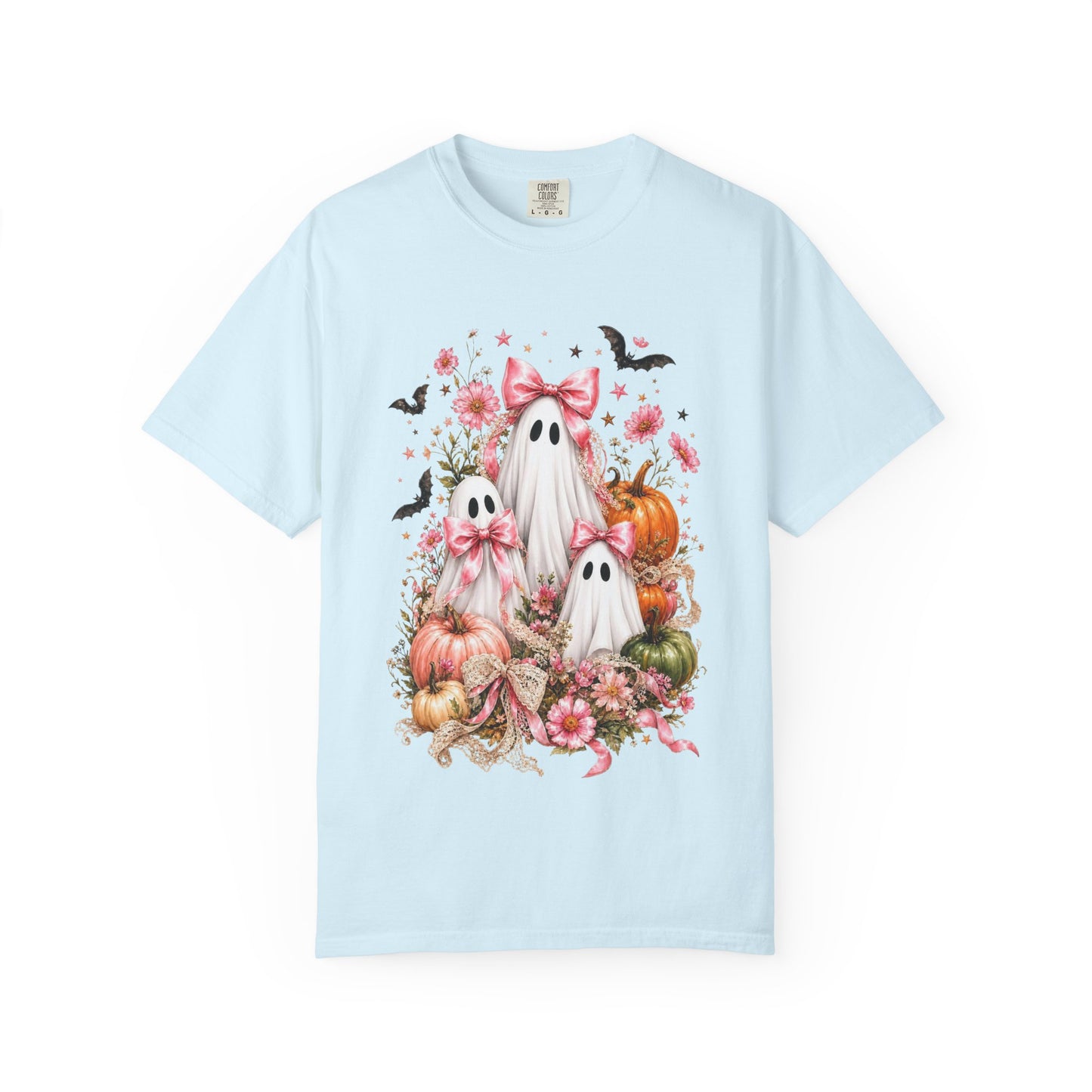 Coquette Ghost Halloween Shirt, Pink Bow Ghost T-Shirt, Cute Spooky Season Tee, Girly Halloween Pumpkin Graphic, Fall Aesthetic Shirt