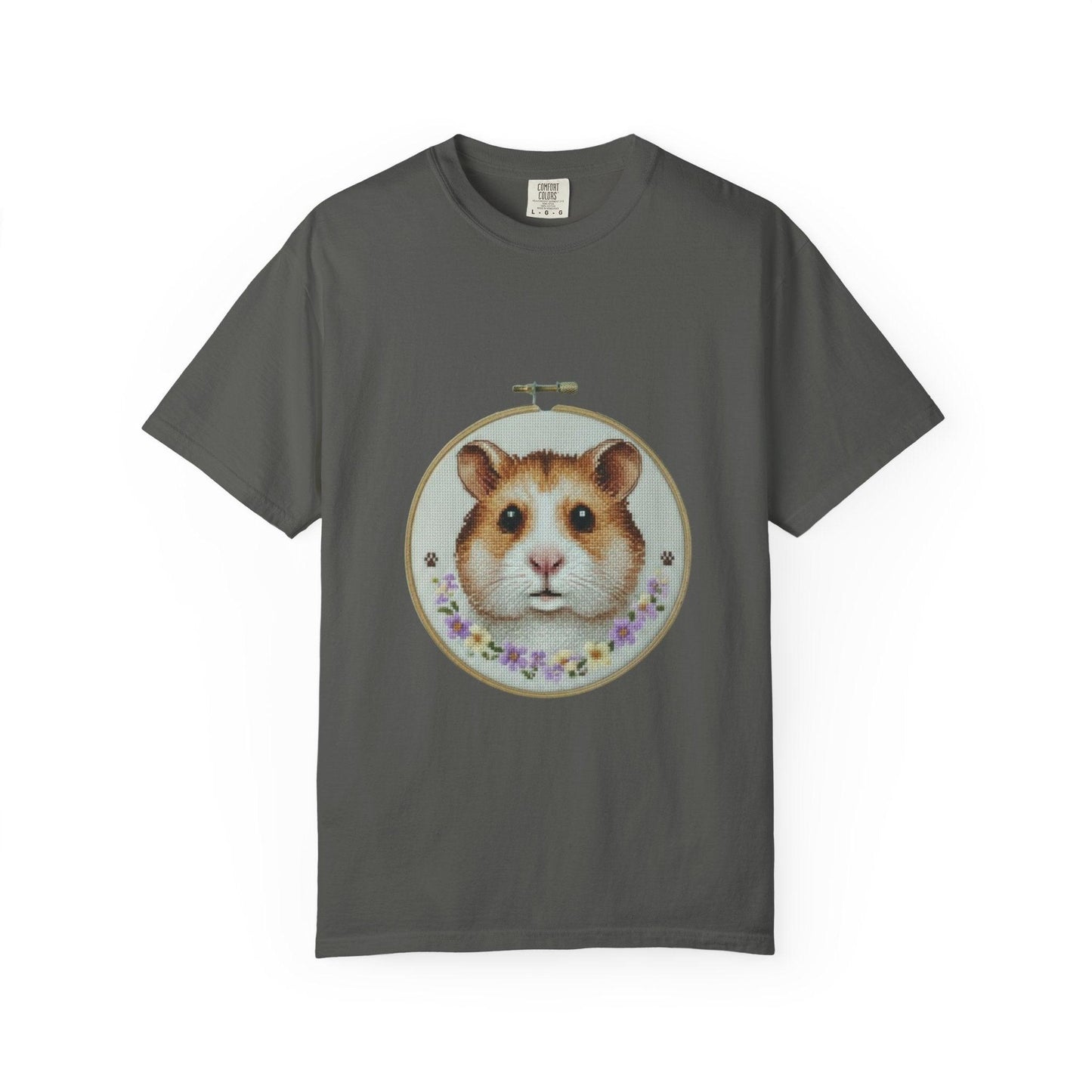 Hamster Portrait Embroidery Hoop T-shirt | Cute Small Pet Illustration