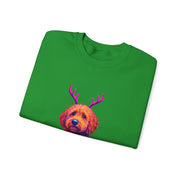 Golden Doodle with Reindeer Antlers Sweatshirt | Holiday Dog Sweater Design