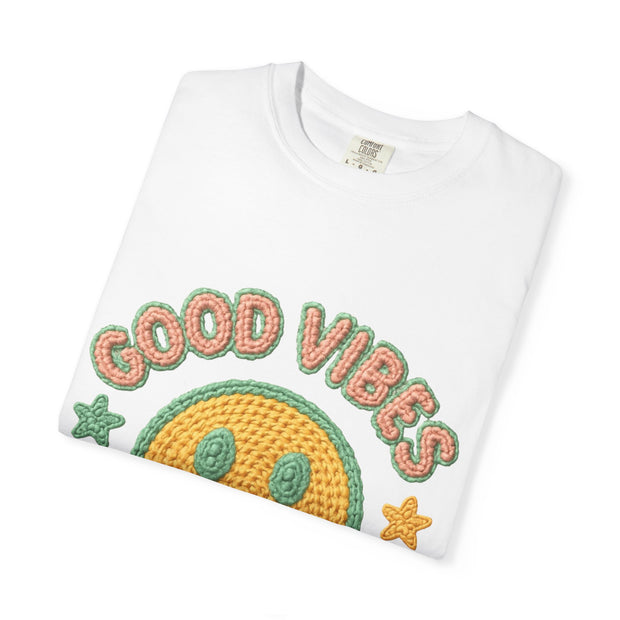Good Vibes T-Shirt, Unisex Garment-Dyed Tee, Positive Vibe Shirt, Casual Wear, Gift for Friends, Summer Style