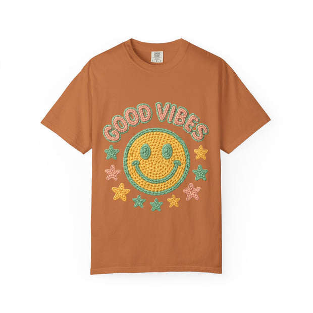 Good Vibes T-Shirt, Unisex Garment-Dyed Tee, Positive Vibe Shirt, Casual Wear, Gift for Friends, Summer Style