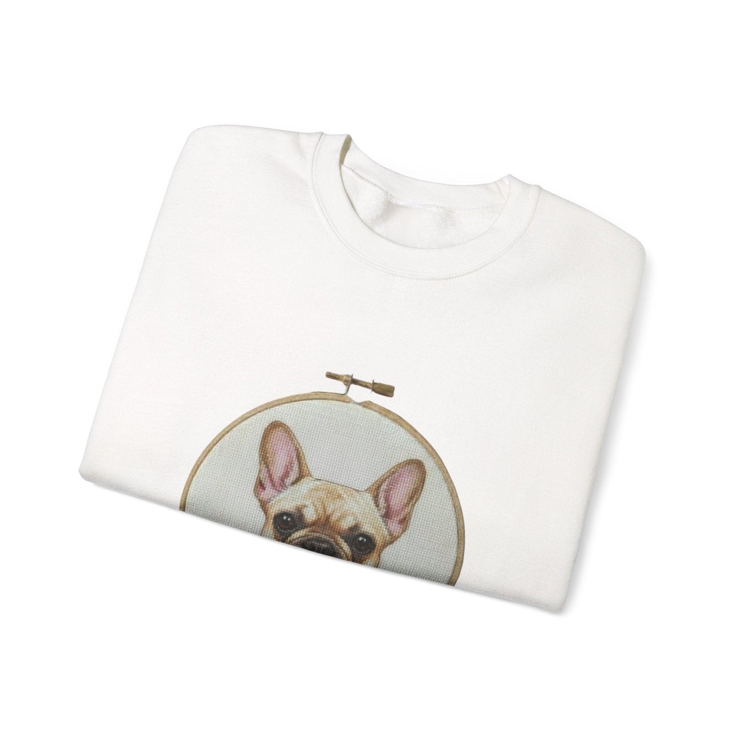 French Bulldog Portrait Sweatshirt | Embroidery Hoop Dog Face, Floral Accent