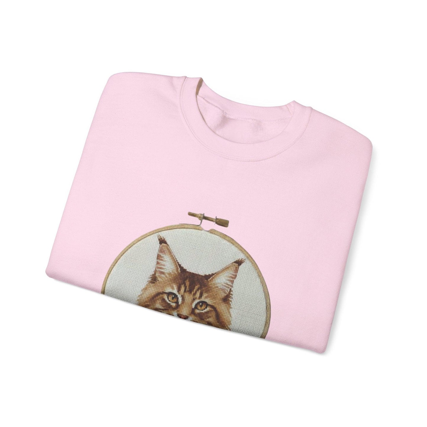 Embroidered Maine Coon Cat Portrait Sweatshirt | Floral Hoop Art