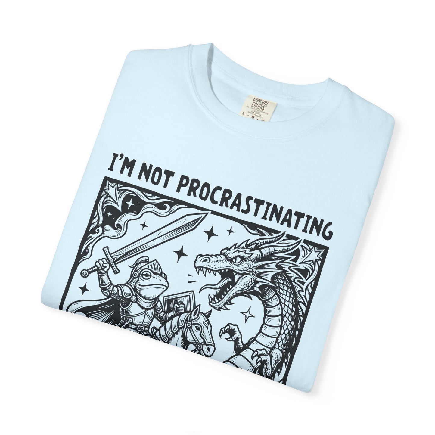 I'm Not Procrastinating I'm Doing Side Quests T-Shirt, Funny Gamer Tee, RPG Knight vs Dragon Shirt, Fantasy Gaming Graphic T-Shirt, Nerd Gift