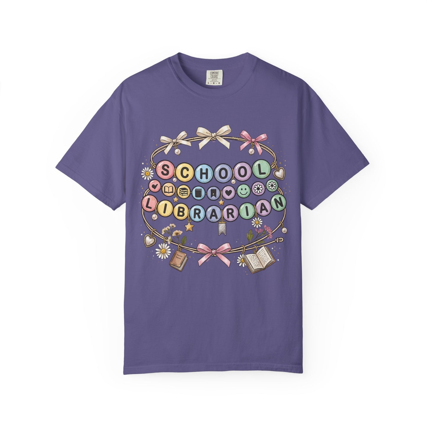 School Librarian Keys Beads T-Shirt, Librarian Graphic Tee, Library Media Specialist Shirt, Book Lover Teacher Gift, Back to School Tee