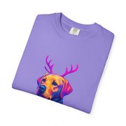Labrador Retriever with Reindeer Antlers T-Shirt | Neon Holiday Sweater Dog