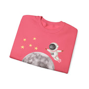 Astronaut Flying To The Moon Unisex Crewneck Sweatshirt