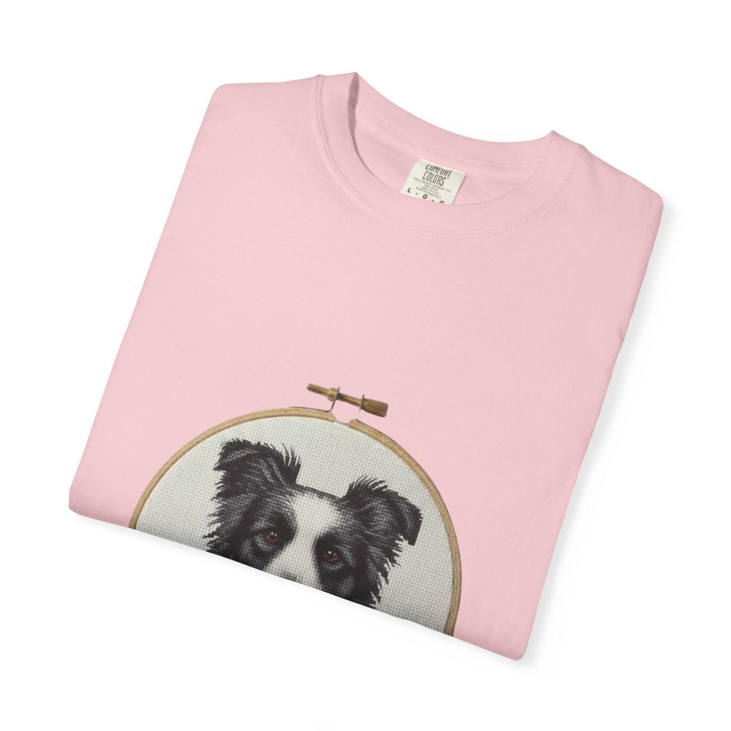 Border Collie Shirt, Dog Mom Gift, Cross Stitch Dog Portrait Tee, Embroidery Hoop Floral Pet Lover Top
