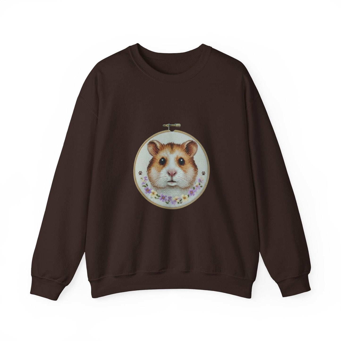 Hamster Portrait Sweatshirt | Embroidery Hoop Floral Frame