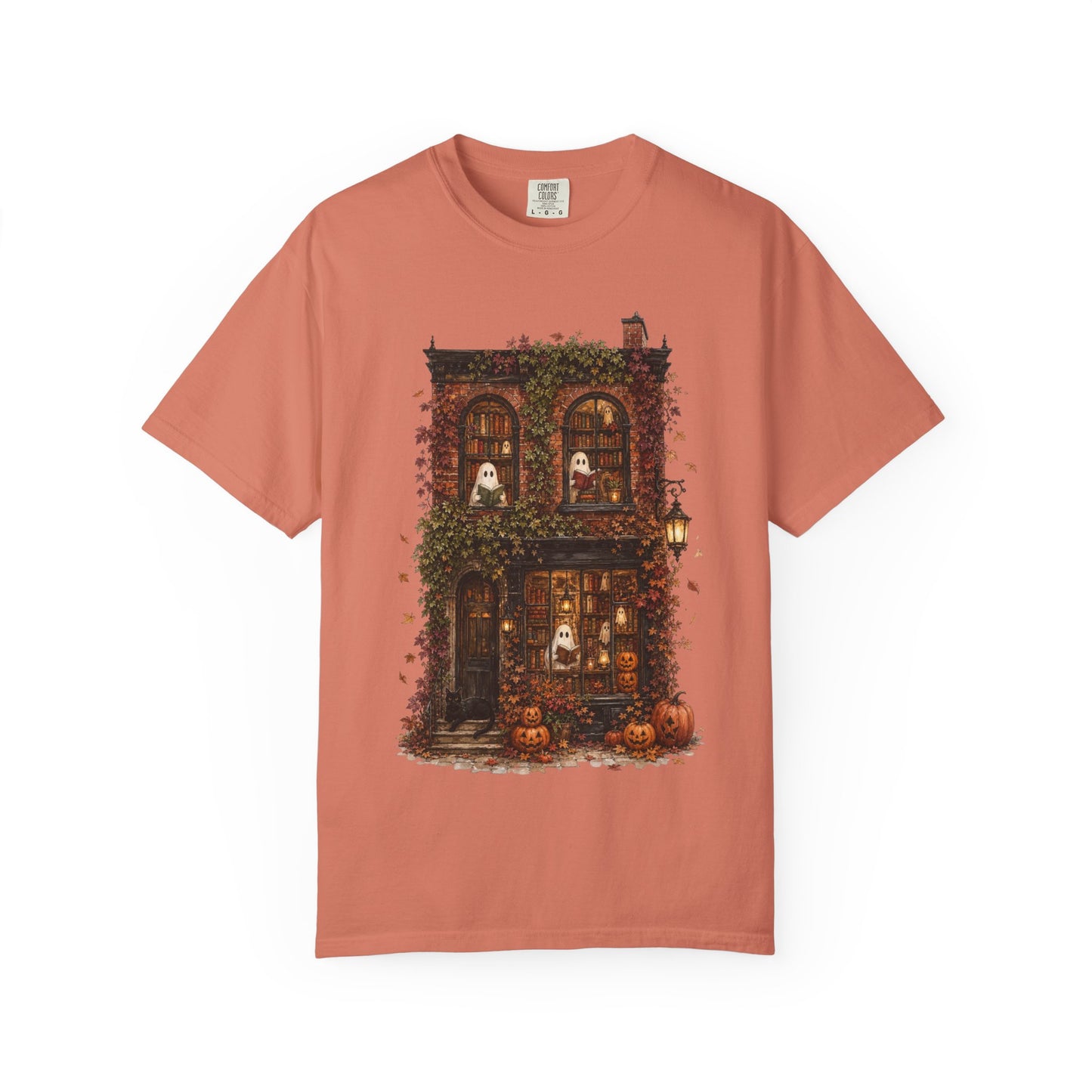 Haunted Bookstore T-Shirt, Cozy Book Lover Halloween Shirt, Ghost Library Tee, Dark Academia Fall Graphic, Spooky Reader Gift