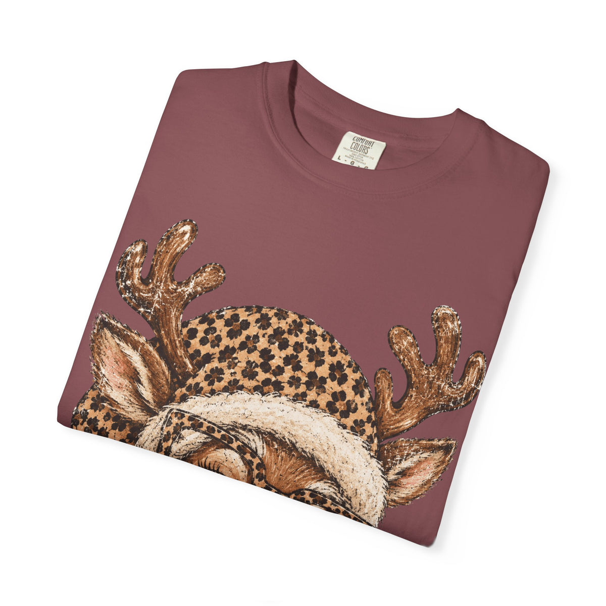 Leopard Reindeer Christmas Shirt, Retro Reindeer Tee, Cheetah Print Holiday Shirt, Cute Christmas T-Shirt, Reindeer Gift for Her