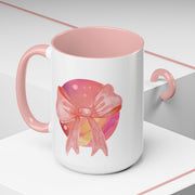 Pink/Yellow Planet Wrapped In A Bow Accent Coffee Mug