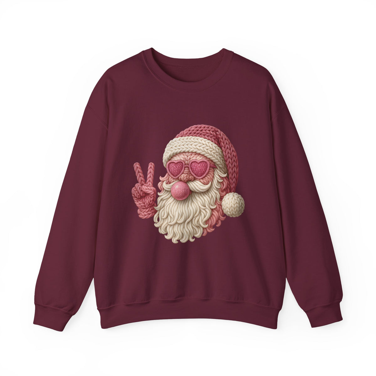 Pink Sunglasses Peace Sign Santa Sweatshirt | Retro Holiday Cozy