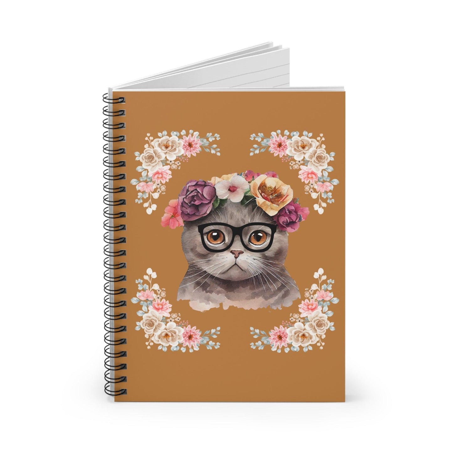 Geeky Goodess Dark Gray Cat Spiral Notebook