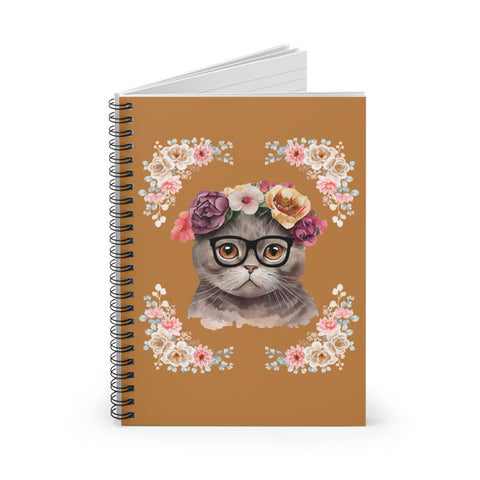 Geeky Goodess Dark Gray Cat Spiral Notebook