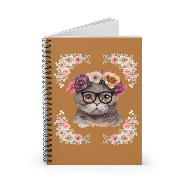 Geeky Goodess Dark Gray Cat Spiral Notebook