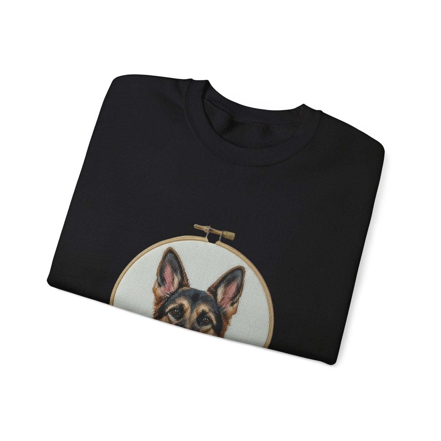German Shepherd Portrait Embroidery Hoop Sweatshirt | Floral Dog Face