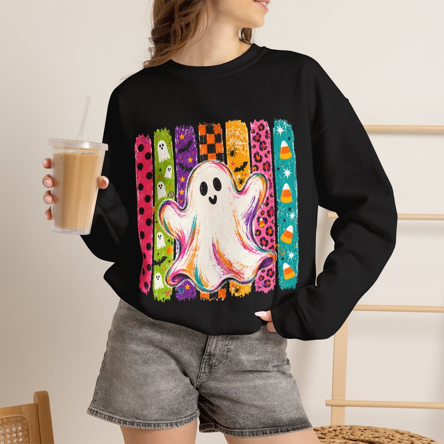 Rainbow Ghost Halloween Sweatshirt | Cute Ghost Graphic Crewneck